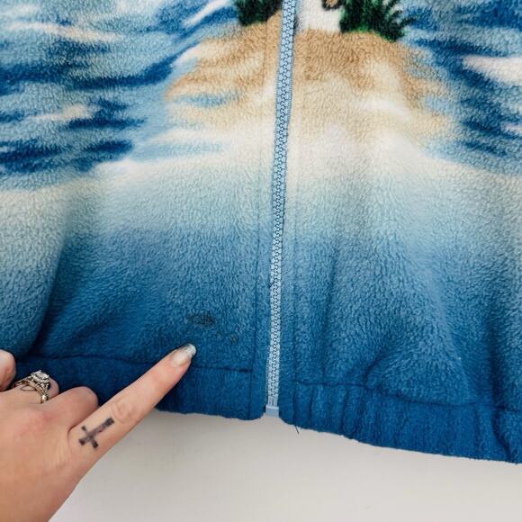 Blair Blue Ocean Print Fleece Full Zip Sweater Adults Size M - Picture 6 of 9